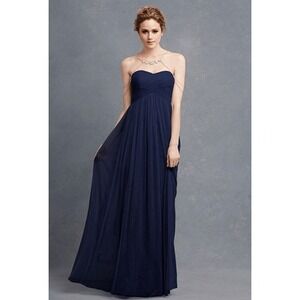 Donna Morgan Felicity Midnight Blue Strapless Empire Waist Gown Dress Size 4